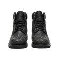 Men's All-Black Crystal-Studded Suede Ankle Boots with Chain Laces