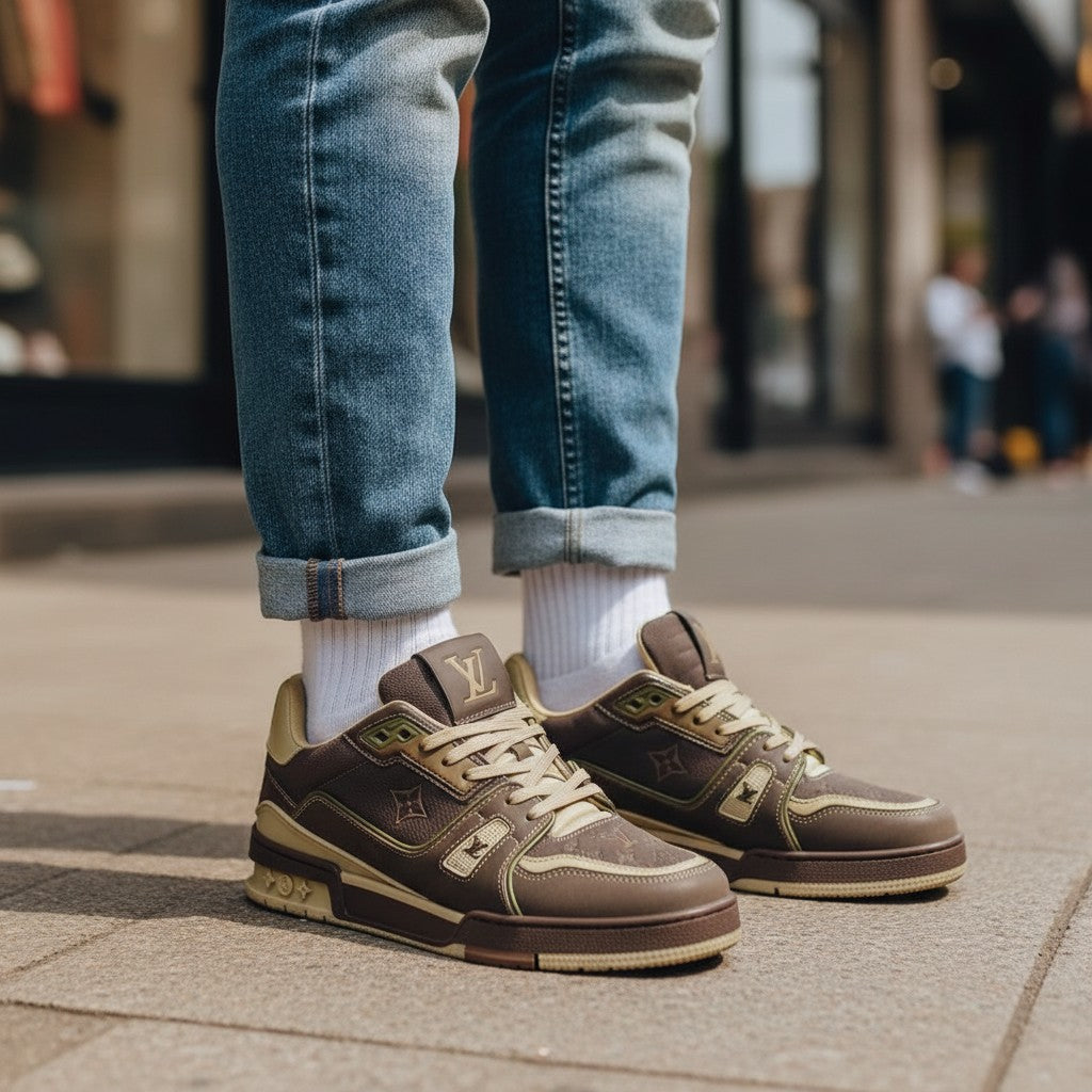 Olive Monogram Low-Top Trainer Sneakers