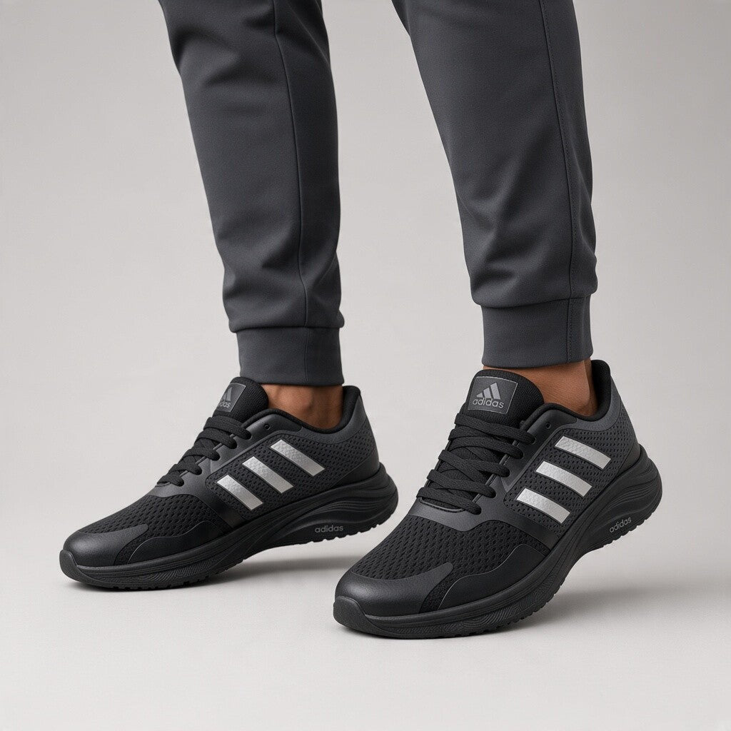 Men’s Charcoal Mesh Lace-Up Sneakers with Black Soles