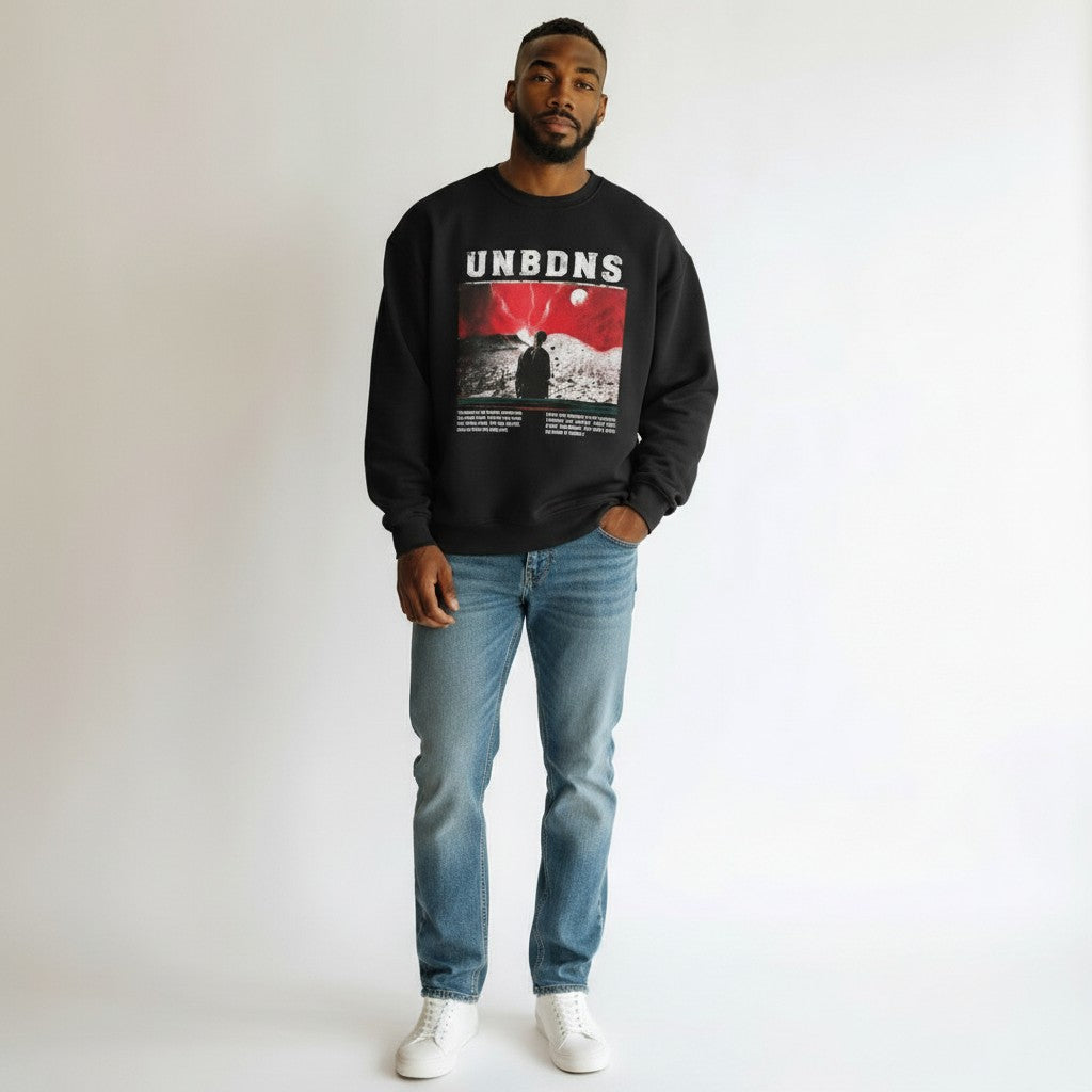 Men's Black Dark Sky Graphic Crew Neck Sweatshirt