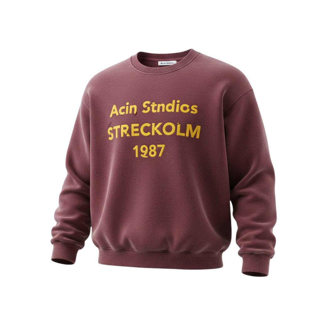 Men's Burgundy City Typography Crew Neck Sweatshirt