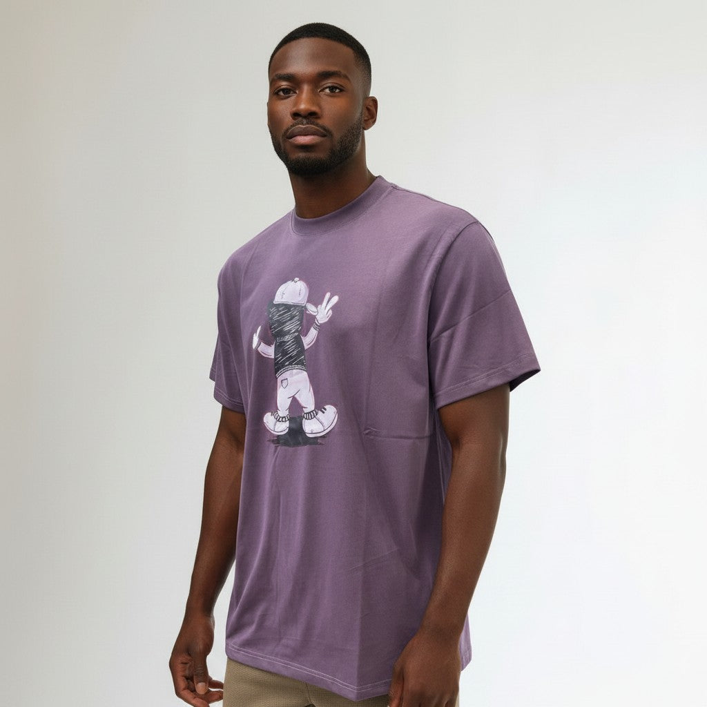 Streetwear Character Graphic Tee – Plum