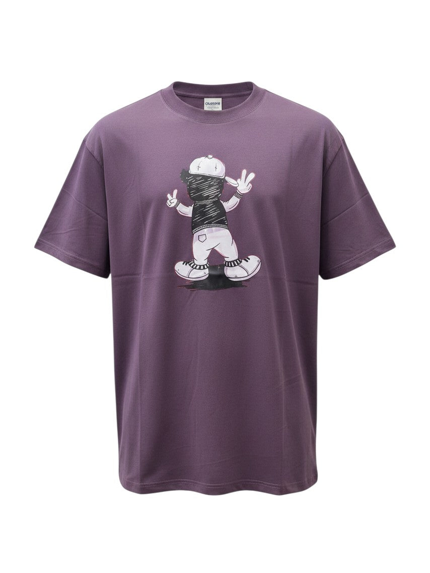 Streetwear Character Graphic Tee – Plum