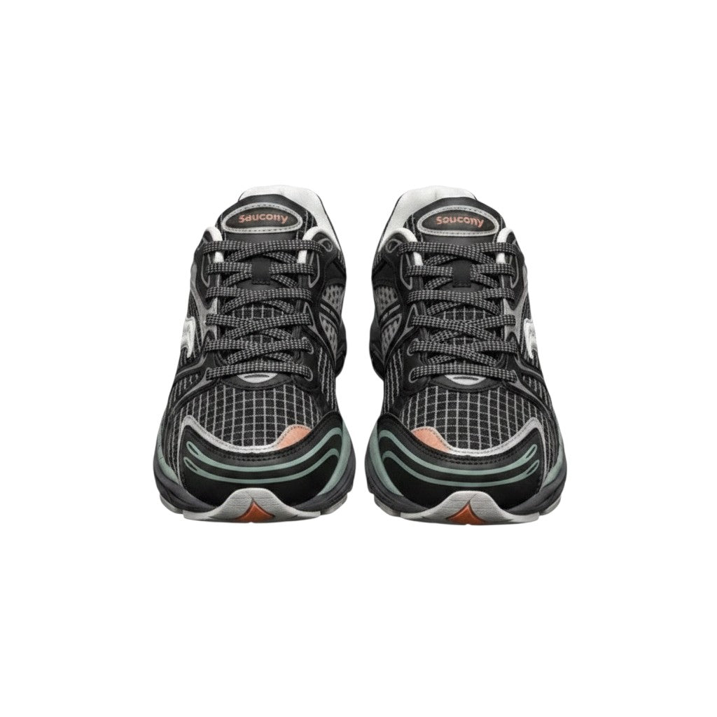 Men's Black Grey & Orange Chunky Retro Running Sneakers