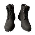 All-Black Monogram Embossed Lace-Up Men's Boots