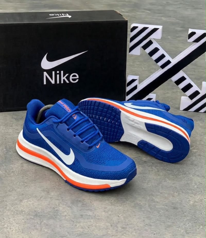 Men’s Royal Blue Mesh Sneakers with Orange Sole Trim