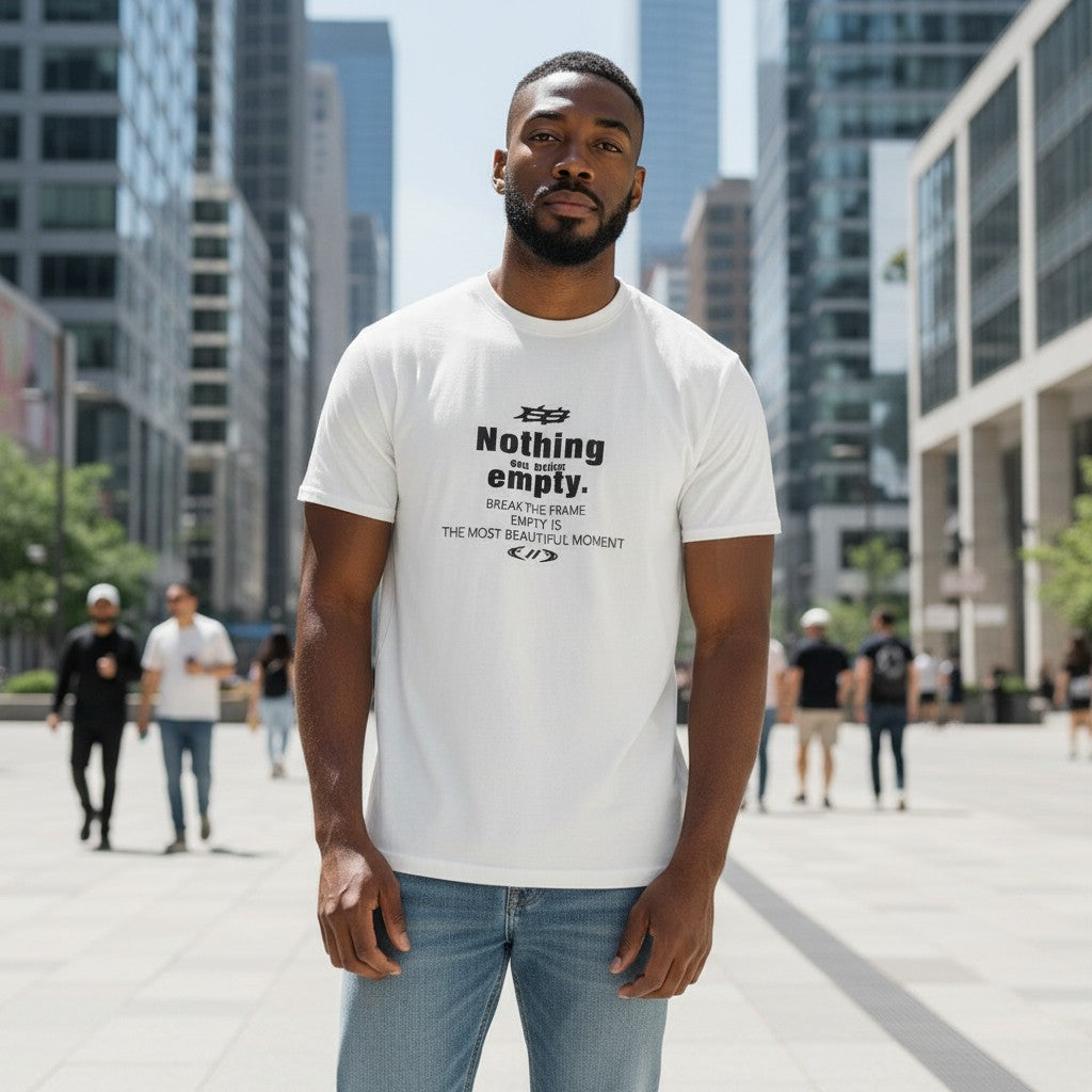 White Nothing Empty Slogan Oversized Tee