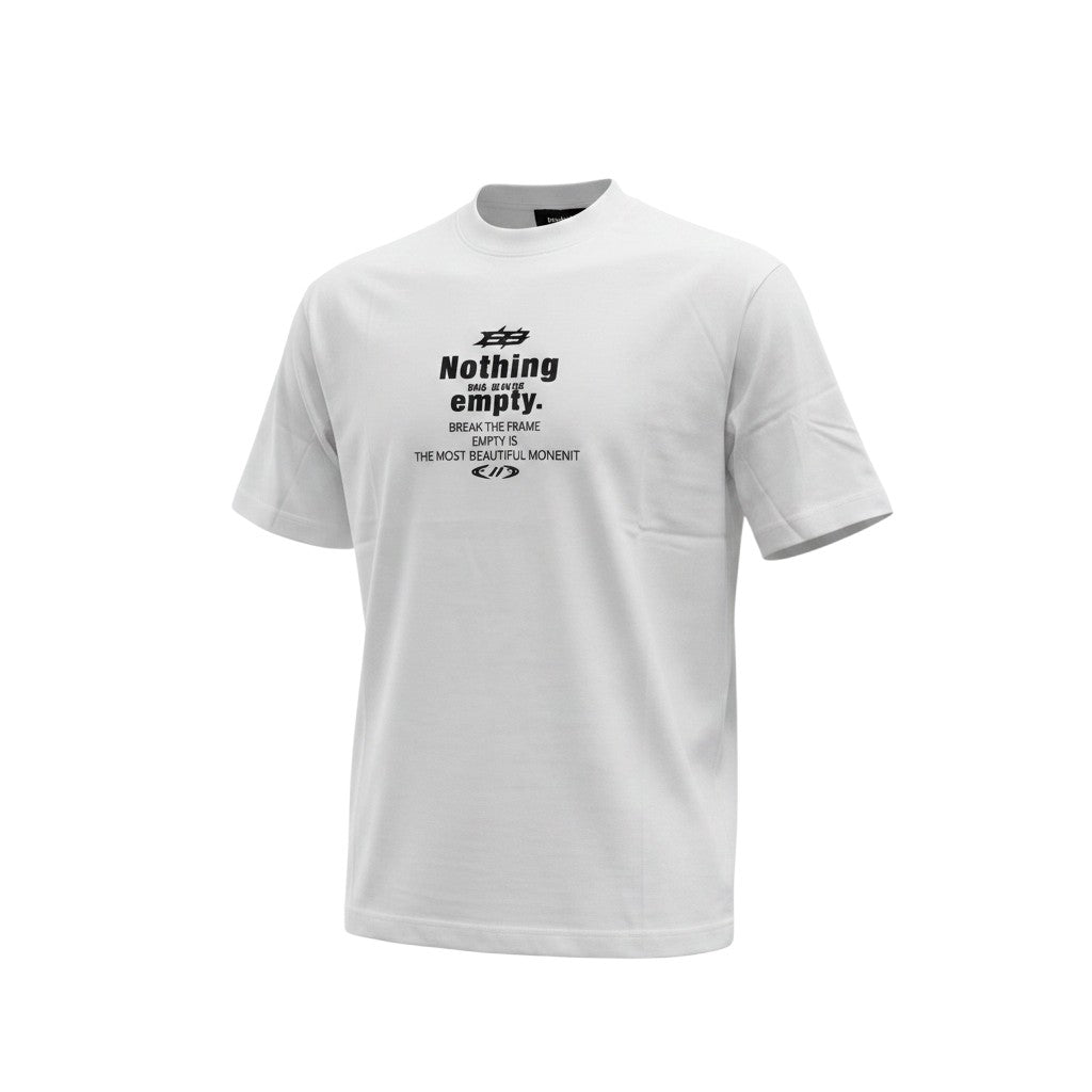 White Nothing Empty Slogan Oversized Tee