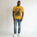 Men's Yellow Suiper Studio Skull Graphic Oversized T-Shirt