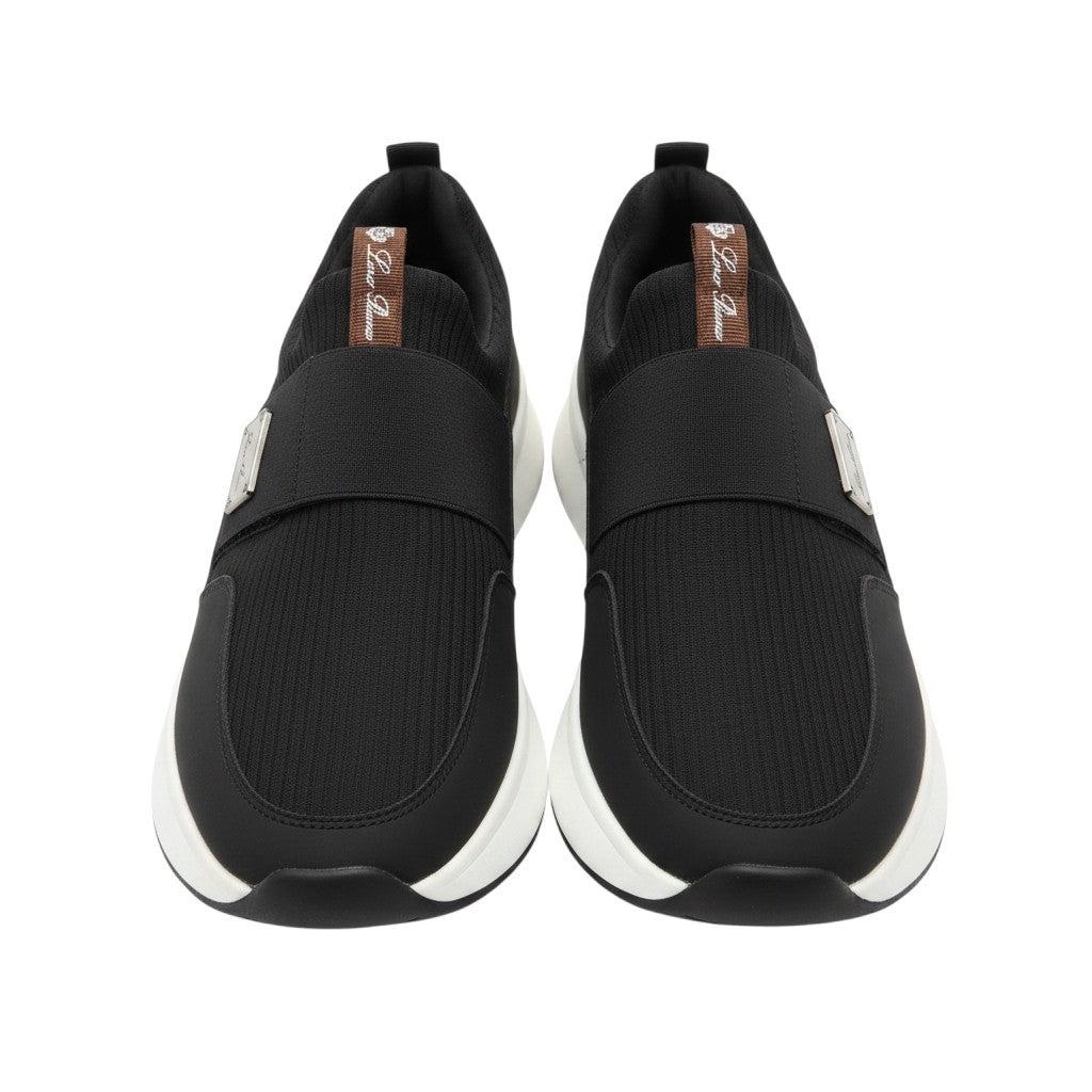 Loro Piana-Style Men's Black Neoprene Slip-On Sneaker