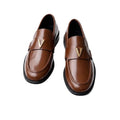 Men's Cognac Brown Glossy Patent Leather Penny Loafers with Gold-Tone Hardware