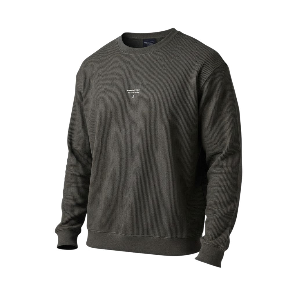 Ribbed Texture Crew Neck Sweatshirt