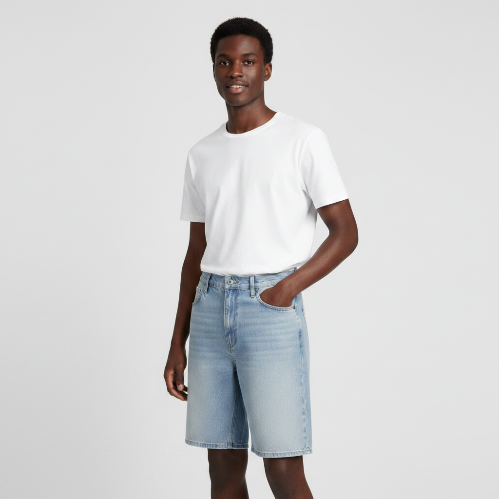 Men's Light Wash Blue Denim Shorts – Classic 5-Pocket Cut