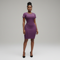 Women's Plum Purple Button Detail Bodycon Midi Dress