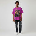 Men's Purple Gothic Western Outlaw Graphic Oversized Tee