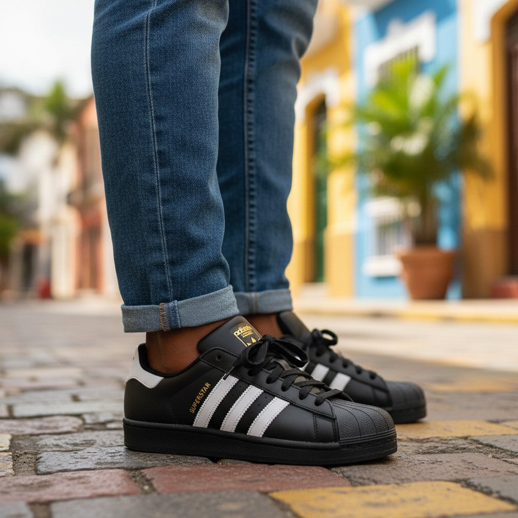Black Shell Toe Superstar Low-Top Sneakers