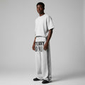 Unisex Barcode Graphic Wide-Leg Jogger Pants with Stripe Detail