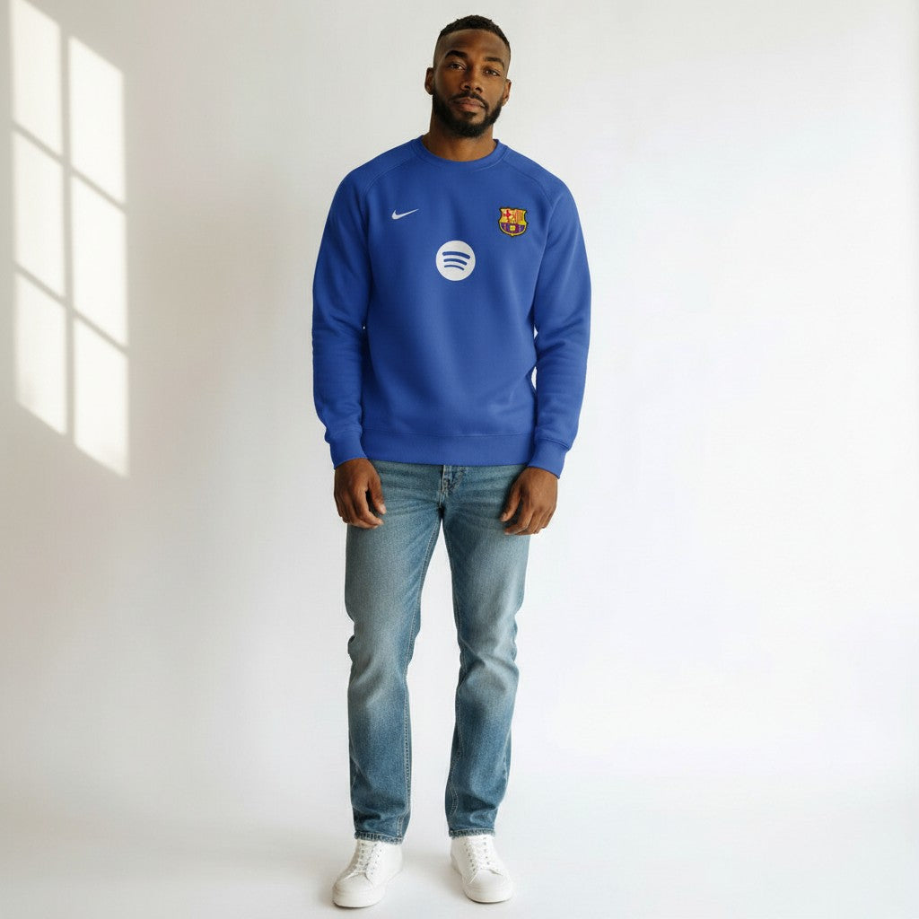 Men's Blue Football Club Crew Neck Sweatshirt