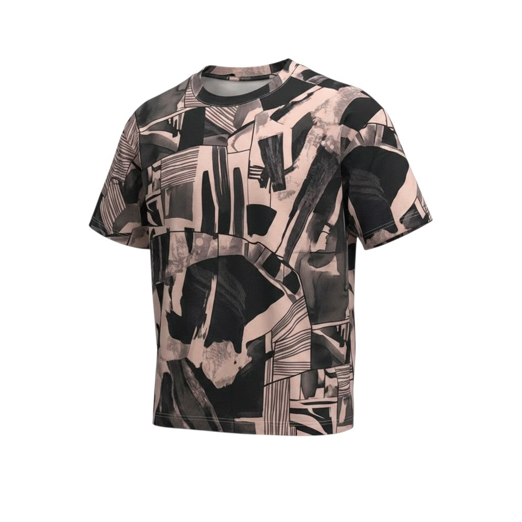 Men's Abstract Print Oversized Round-Neck Tee