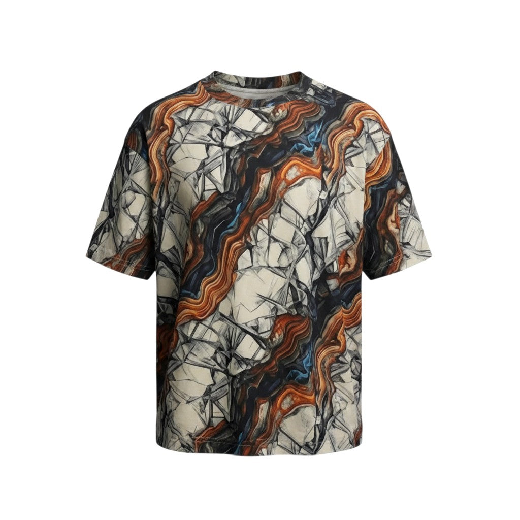 Men's Marble Lava Flow Abstract Print Oversized Tee