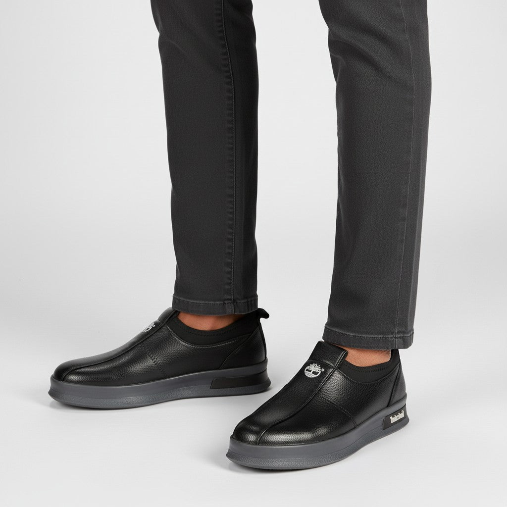 Timberland Leather Slip-On Sneakers – All Black