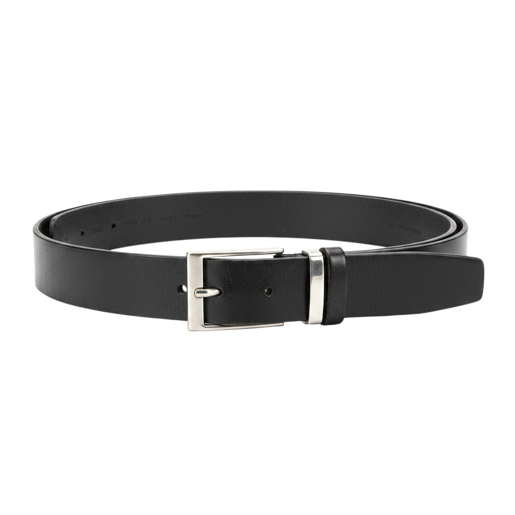 Embossed Patterned Leather Belt Single-Prong Buckle