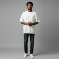 Men's White Oversized Tee – Paint Splatter Distressed