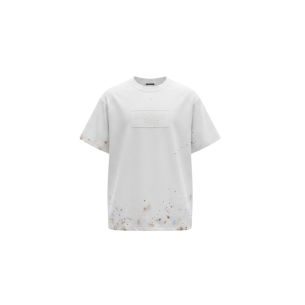 Men's White Oversized Tee – Paint Splatter Distressed