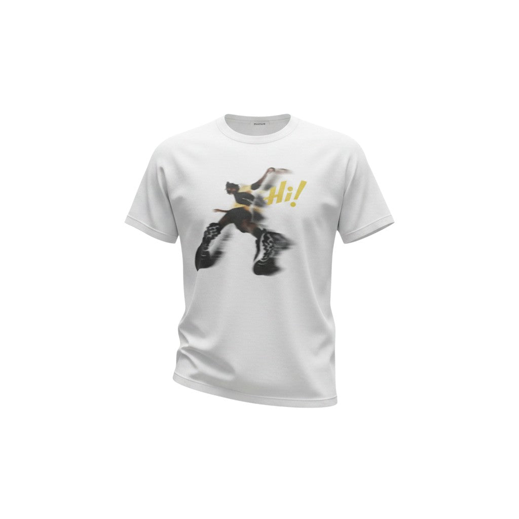 Men's White Oversized Graphic Tee – Abstract Motion Print