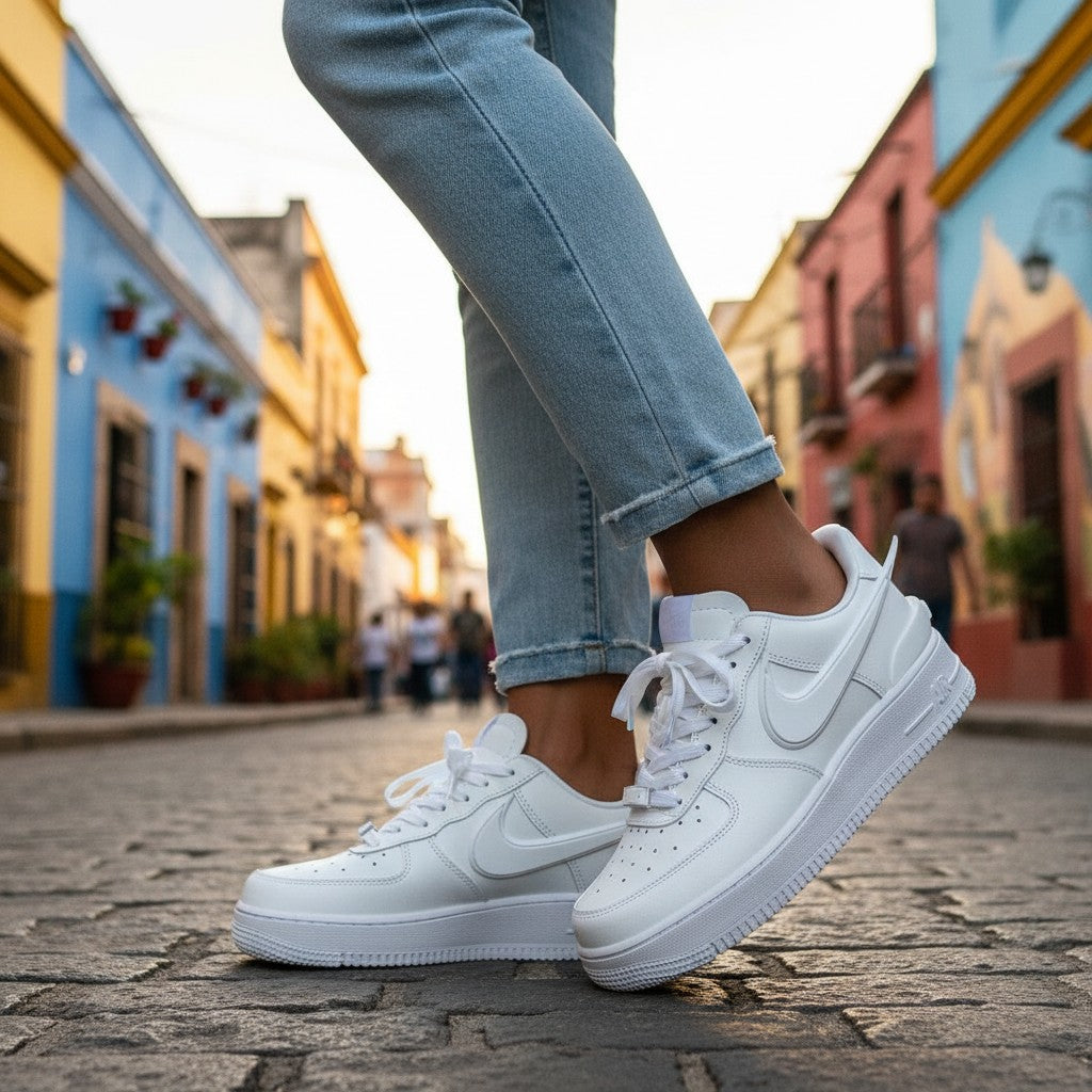 Triple White Air Low-Top Leather Sneakers