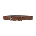 Embossed Patterned Leather Belt Single-Prong Buckle