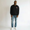 Men's Black Script Logo Embroidery Oversized Crew Neck Sweatshirt