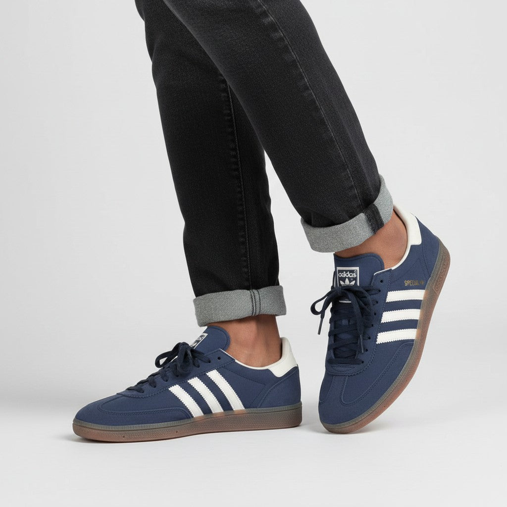Men's Navy Blue Suede Low-Top Sneakers