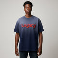 Men's Washed Navy Blue Legacy Puff Print Oversized Tee