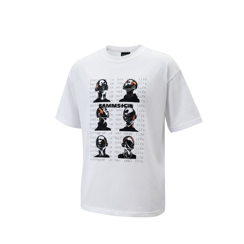 Men's White Oversized Graphic Tee – Skull Print