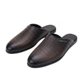 Dark Brown Woven Leather Slip-On Mule