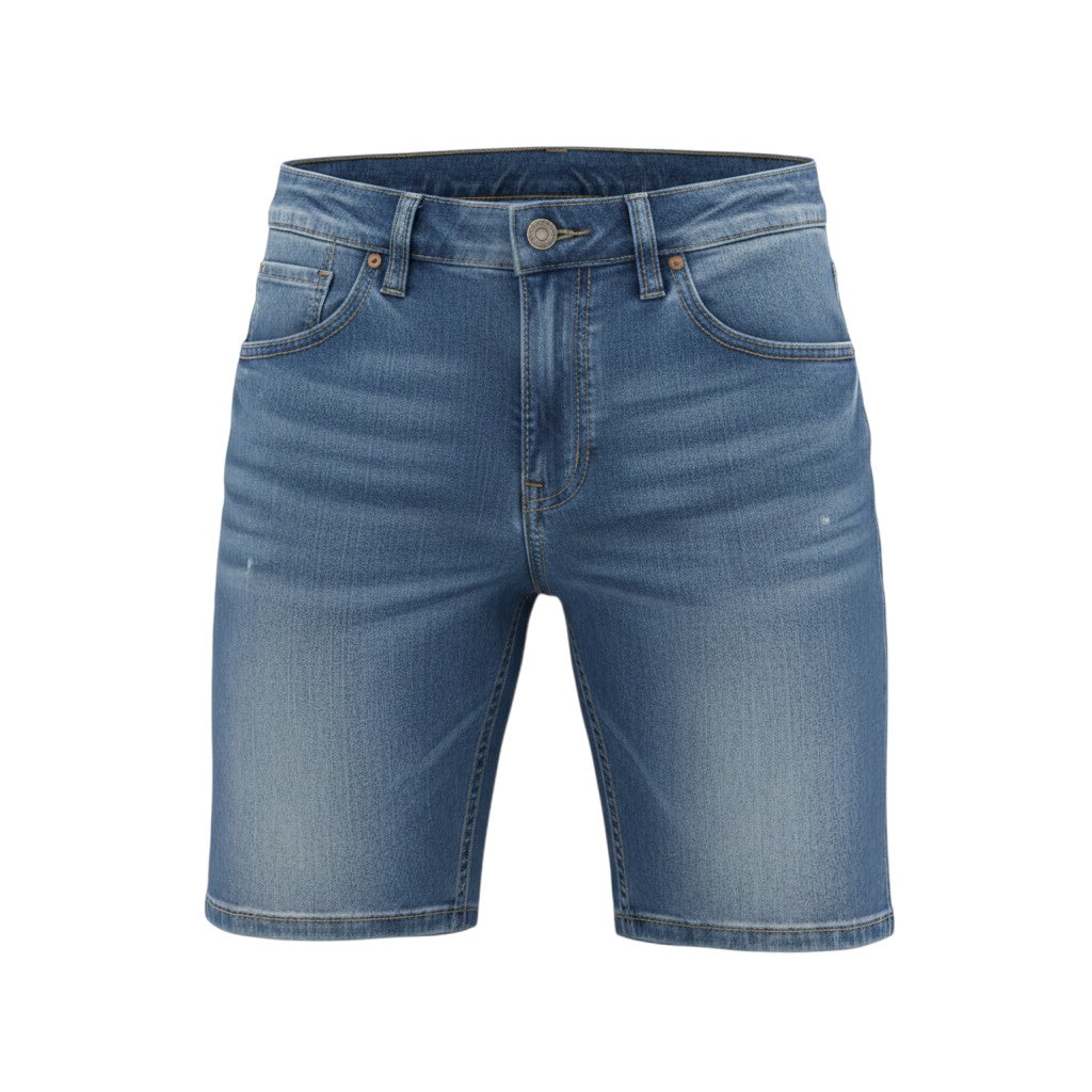 Men's Acid Wash Blue Denim Shorts – Slim Straight Fit