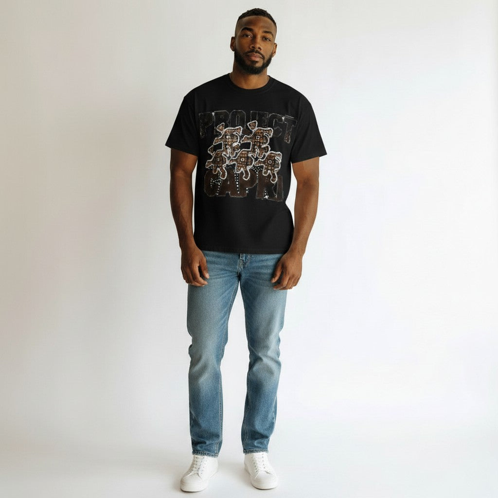 Men's Black Project Capri Graphic Oversized T-Shirt