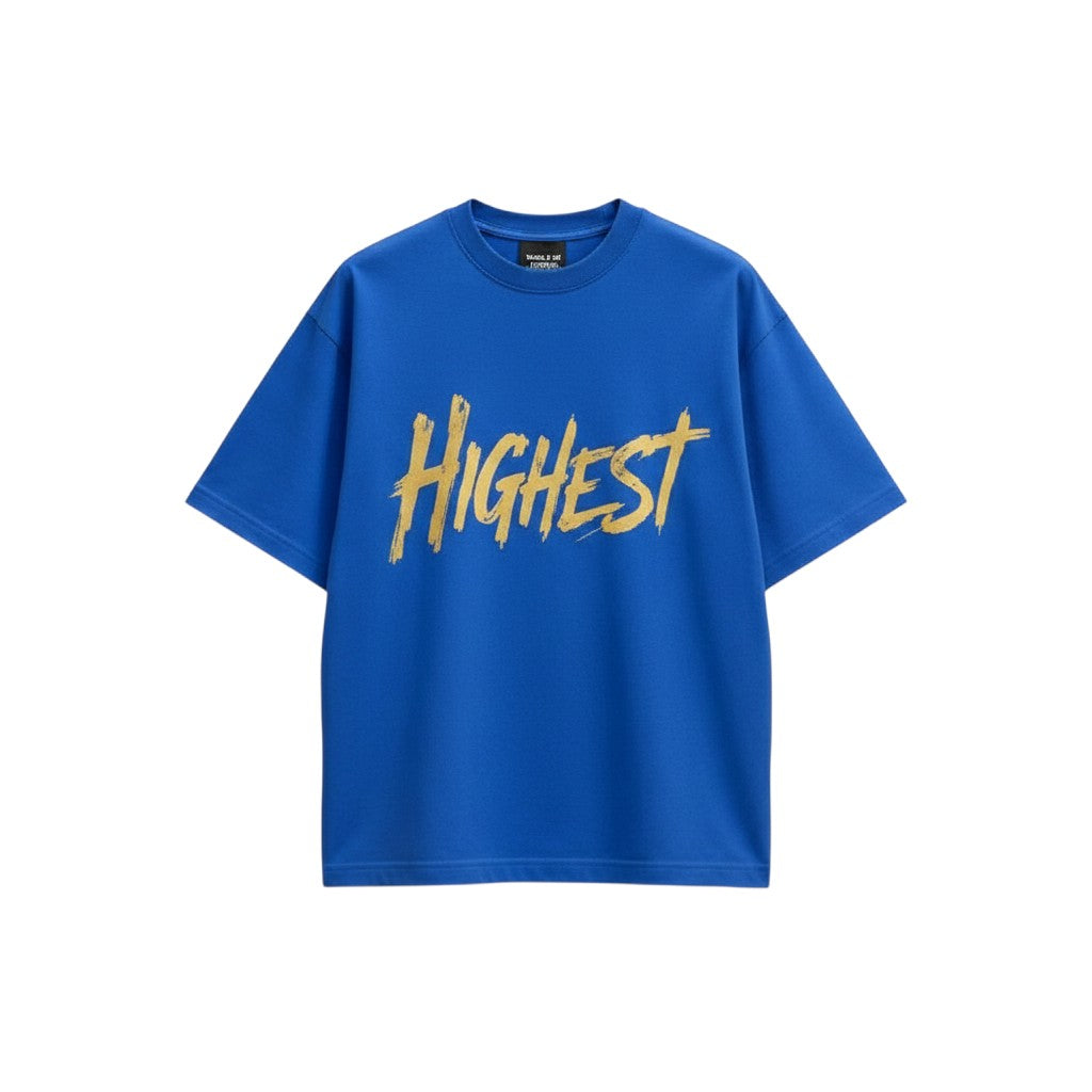 Men's Royal Blue Highest Graphic Oversized T-Shirt