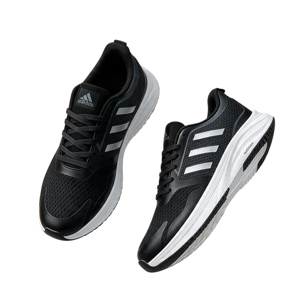 Men’s Black Mesh Sneakers with Curved Toe Overlays