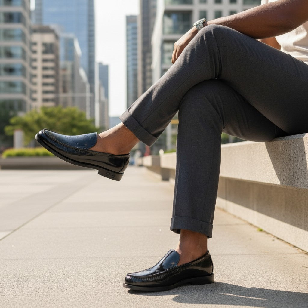 Black Patent Leather Monogram Penny Loafer