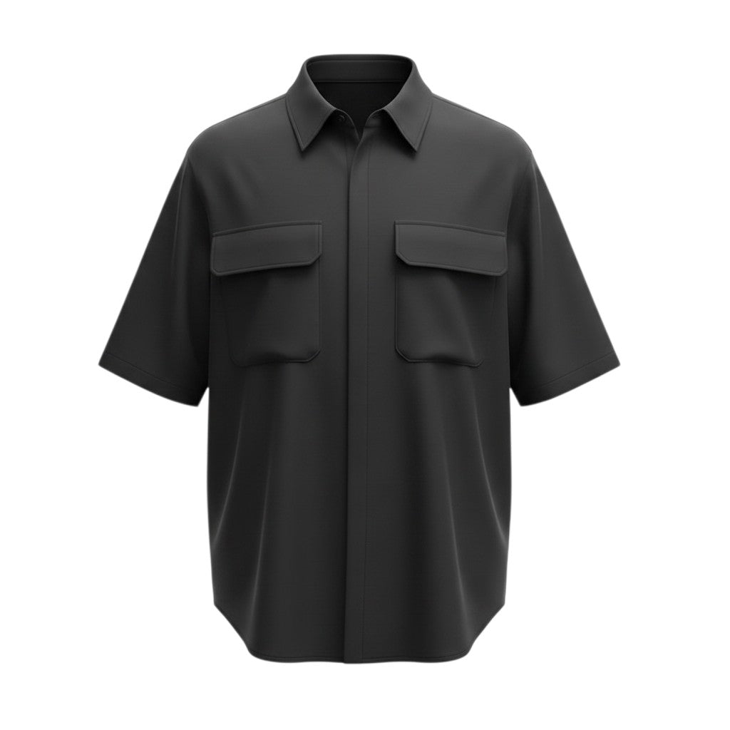 Black Short-Sleeve Utility Shirt