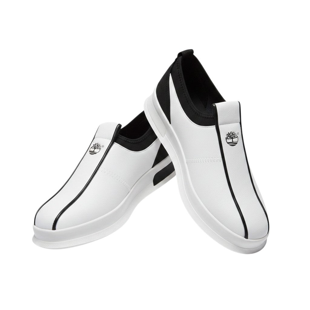 Timberland Leather Slip-On Sneakers – White & Black