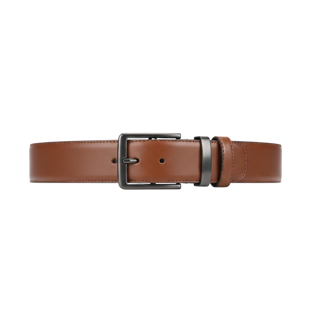 Reversible Tan & Black Leather Gunmetal Buckle Belt Men's