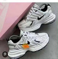 White & Silver Wave-Panel Chunky Sneakers