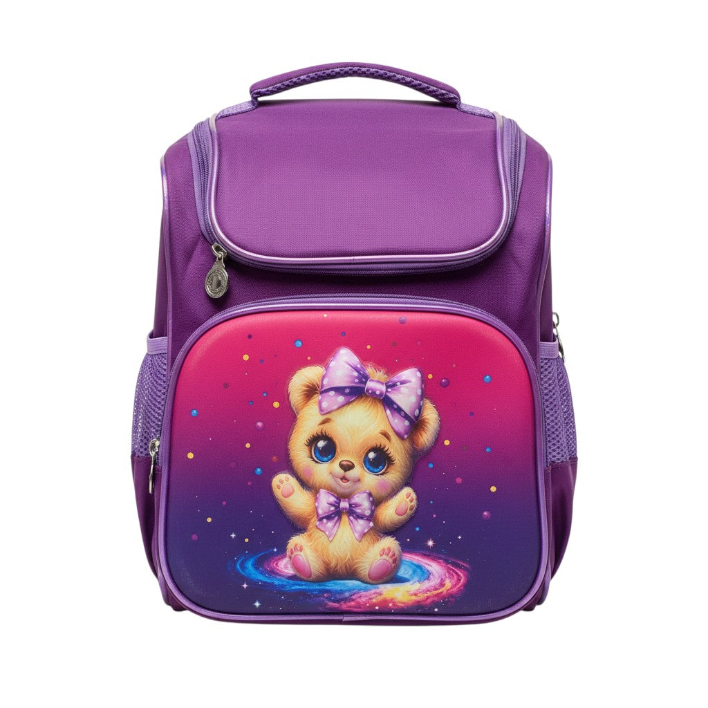 Purple Holographic Galaxy Teddy Bear Kids Lunch Box