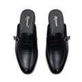 Black Brogue Monk-Strap Leather Mule