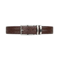 Reversible Tan & Black Embossed Check Leather Belt Men's