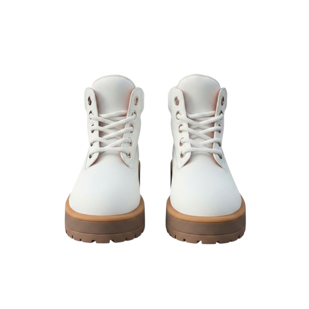 All-White Nubuck Lug-Sole Ankle Boots