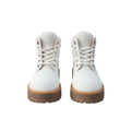 All-White Nubuck Lug-Sole Ankle Boots